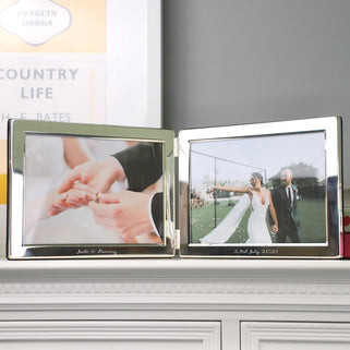 Personalised Silver-Plated Double Landscape Photo Frame