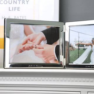 Personalised Silver-Plated Double Landscape Photo Frame