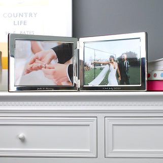 Personalised Silver-Plated Double Landscape Photo Frame