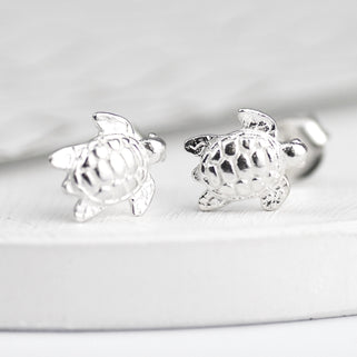 Sterling Silver Tiny Turtle Stud Earrings