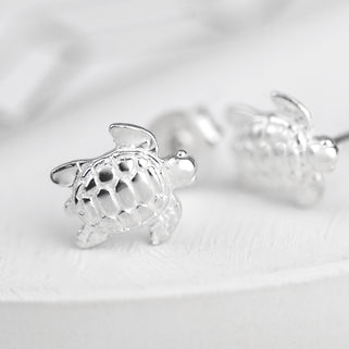 Sterling Silver Tiny Turtle Stud Earrings