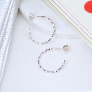 Sterling Silver Bevelled Twist Hoop Earrings