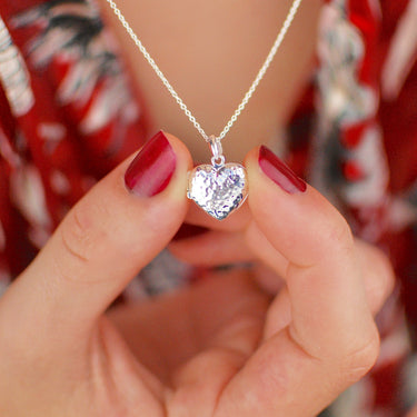 Personalised Sterling Silver Hammered Heart Locket