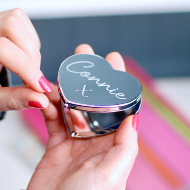 Personalised Name Heart Shaped Compact Mirror