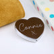Silver heart compact mirror with personalised name 
