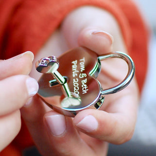 silver lovers padlock with key