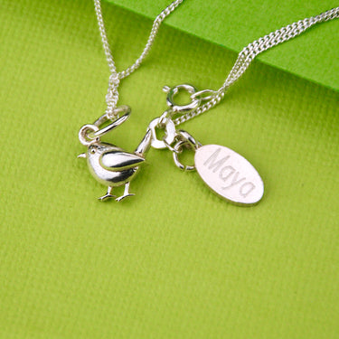 Personalised Winter Robin Charm Necklace