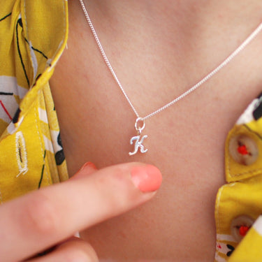 Sterling Silver Script Mini Initial   Letter 