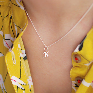Sterling Silver Script Mini Initial   Letter 