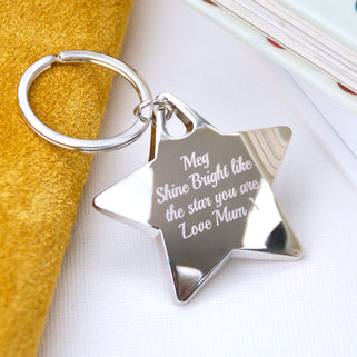 Personalised Silver Star Message Keyring