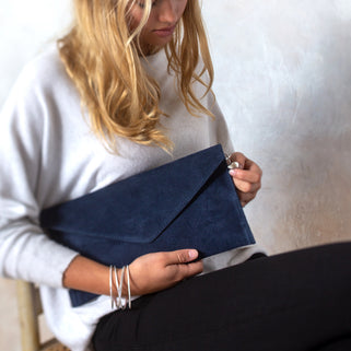 Personalised Suede Envelope Clutch Bag