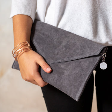 Personalised Suede Envelope Clutch Bag