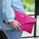 Monogram Suede Leather Envelope Clutch Bag