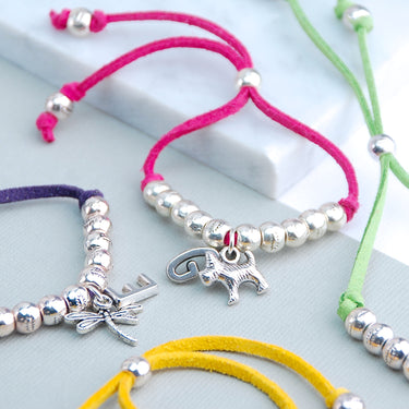 Personalised Suede Friendship Charm Bracelet