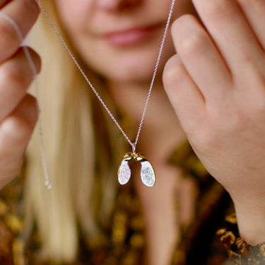 Personalised Sterling Silver and Gold Vermeil Sycamore Leaf Necklace