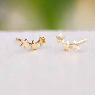 Tiny Sterling Silver Gold Vermeil Star Climbers