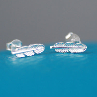 Sterling Silver Little Feather Stud Earrings