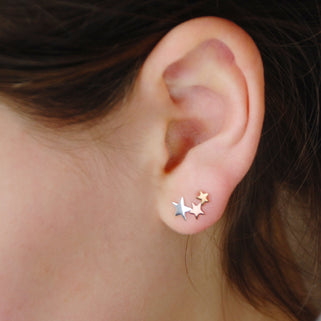 Sterling Silver with Rose Gold and Yellow Gold Vermeil Star Ear Climbers