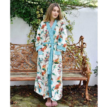 Turquoise Hummingbird Kimono Dressing Gown