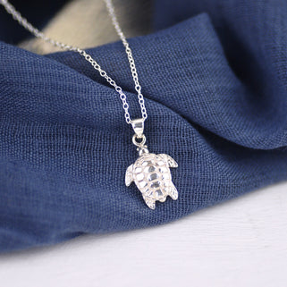 Personalised Sterling Silver Turtle Necklace