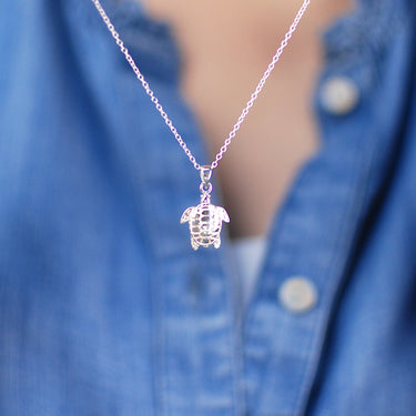 Personalised Sterling Silver Turtle Necklace