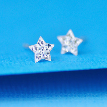 Sterling Silver Tiny Twinkling Star Stud Earrings