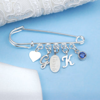 Personalised Sterling Silver Wedding Keepsake Charm Pin