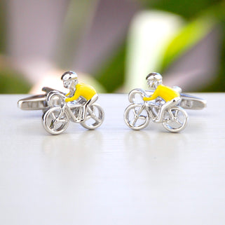 Personalised Yellow Jersey Bike Cufflinks